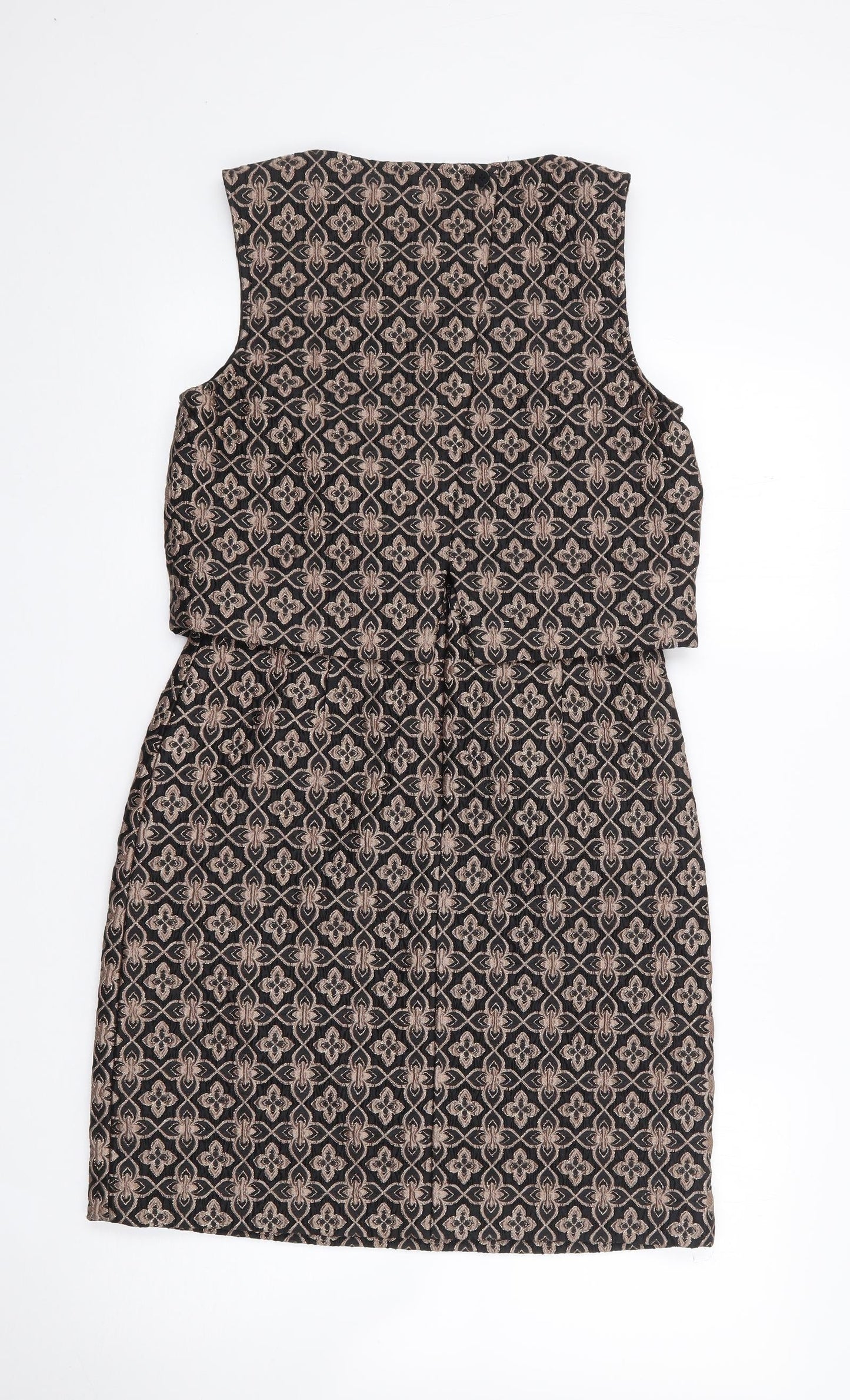 Marks and Spencer Womens Multicoloured Geometric Polyester A-Line  Size 8  Round Neck Zip