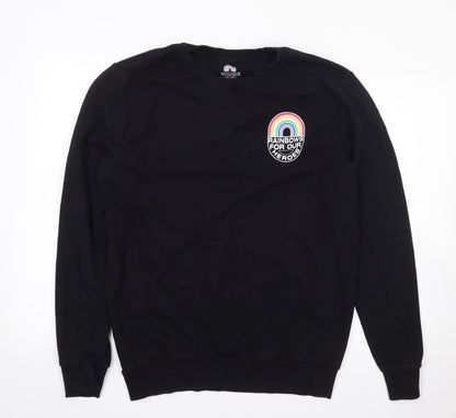 F&F Womens Black  Cotton Pullover Sweatshirt Size L  Pullover - Rainbow