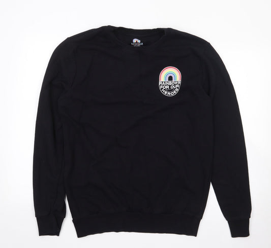 F&F Womens Black  Cotton Pullover Sweatshirt Size L  Pullover - Rainbow