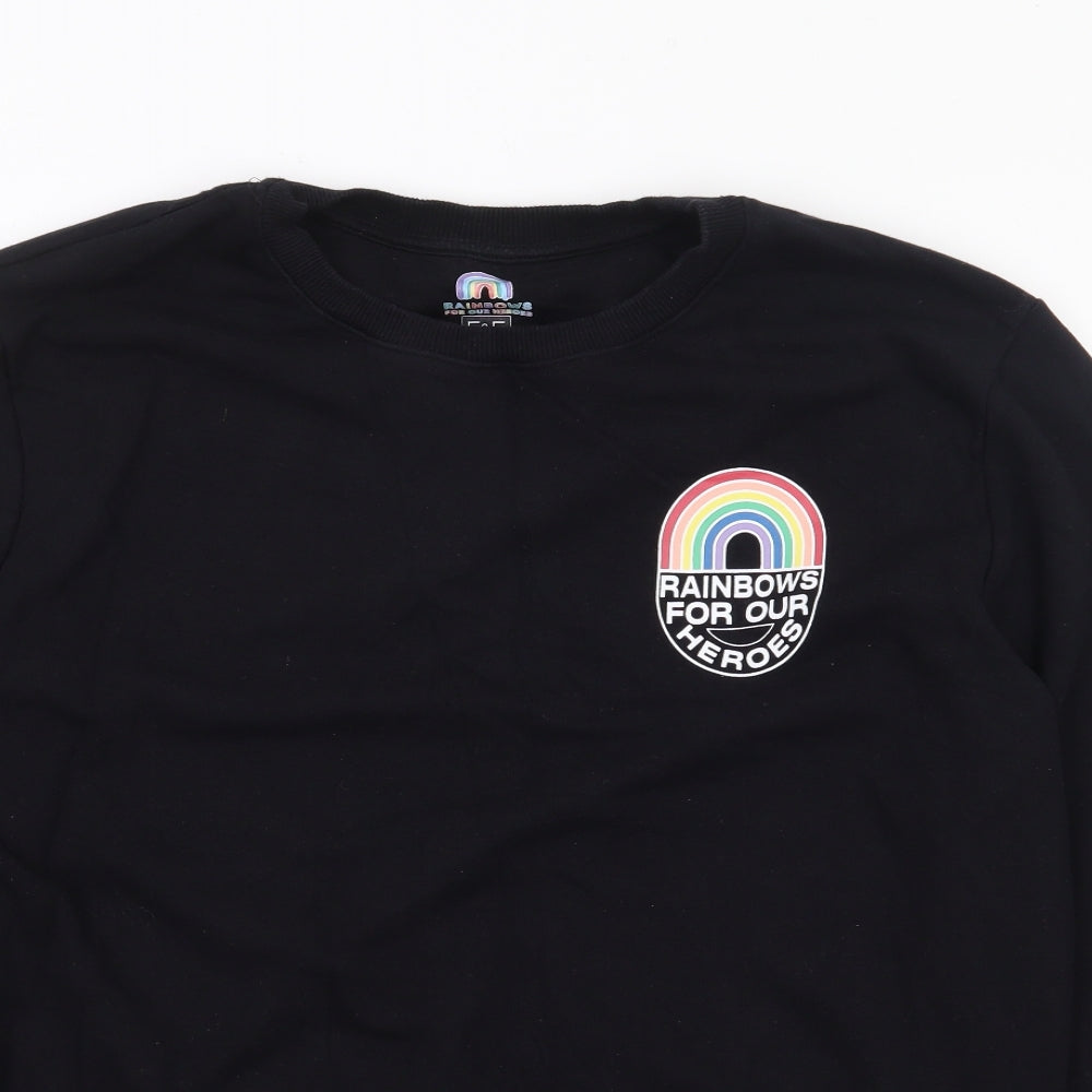 F&F Womens Black  Cotton Pullover Sweatshirt Size L  Pullover - Rainbow