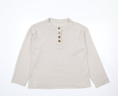 Preworn Womens Beige Round Neck  Acrylic Pullover Jumper Size S