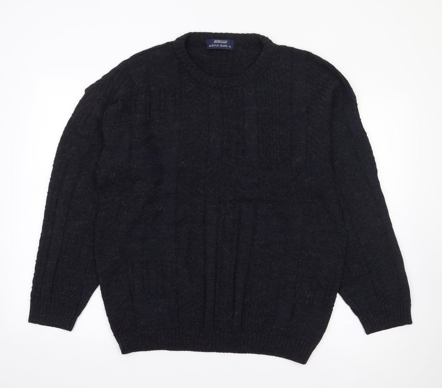 St Bernard Mens Blue Crew Neck  Acrylic Pullover Jumper Size L