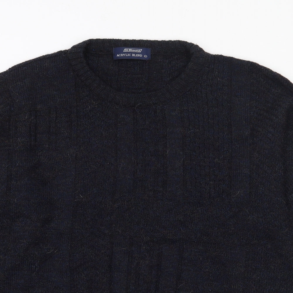 St Bernard Mens Blue Crew Neck  Acrylic Pullover Jumper Size L