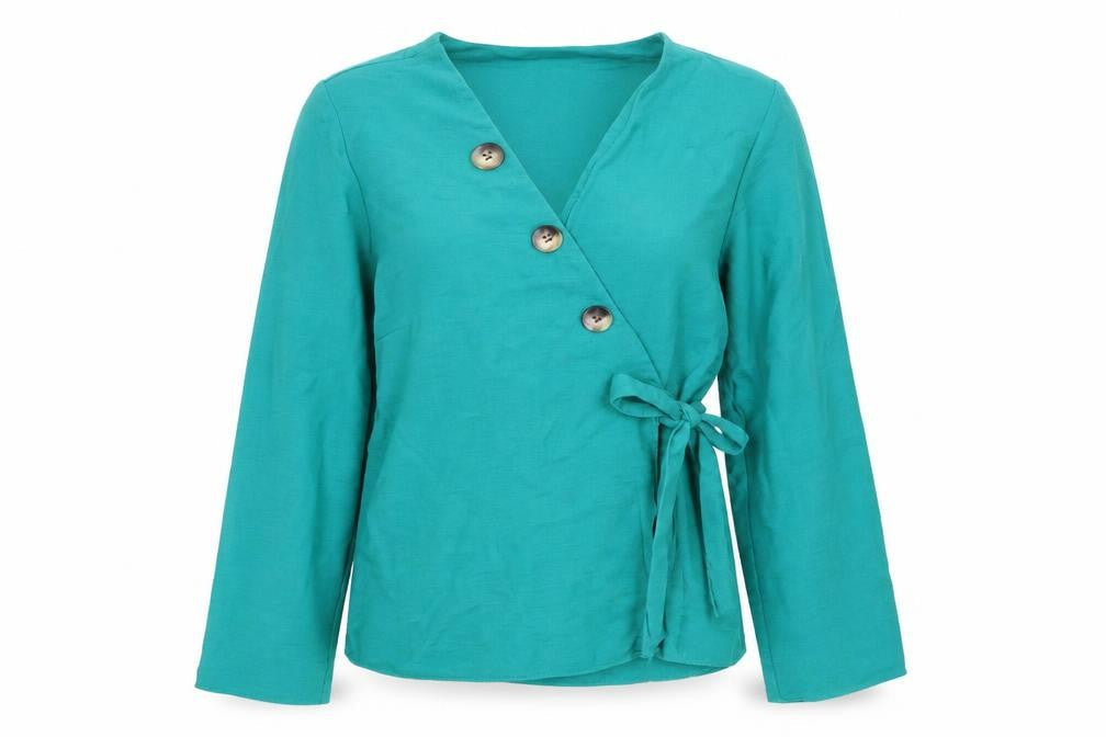 Peacocks Womens Green  Polyester Wrap Blouse Size 8 V-Neck