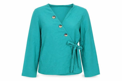 Peacocks Womens Green  Polyester Wrap Blouse Size 8 V-Neck