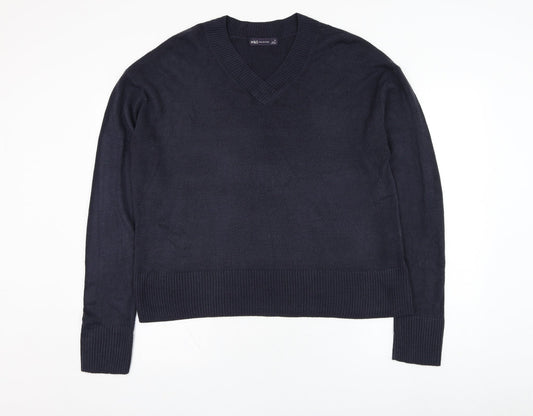 Marks and Spencer Womens Blue V-Neck  Acrylic Pullover Jumper Size 18