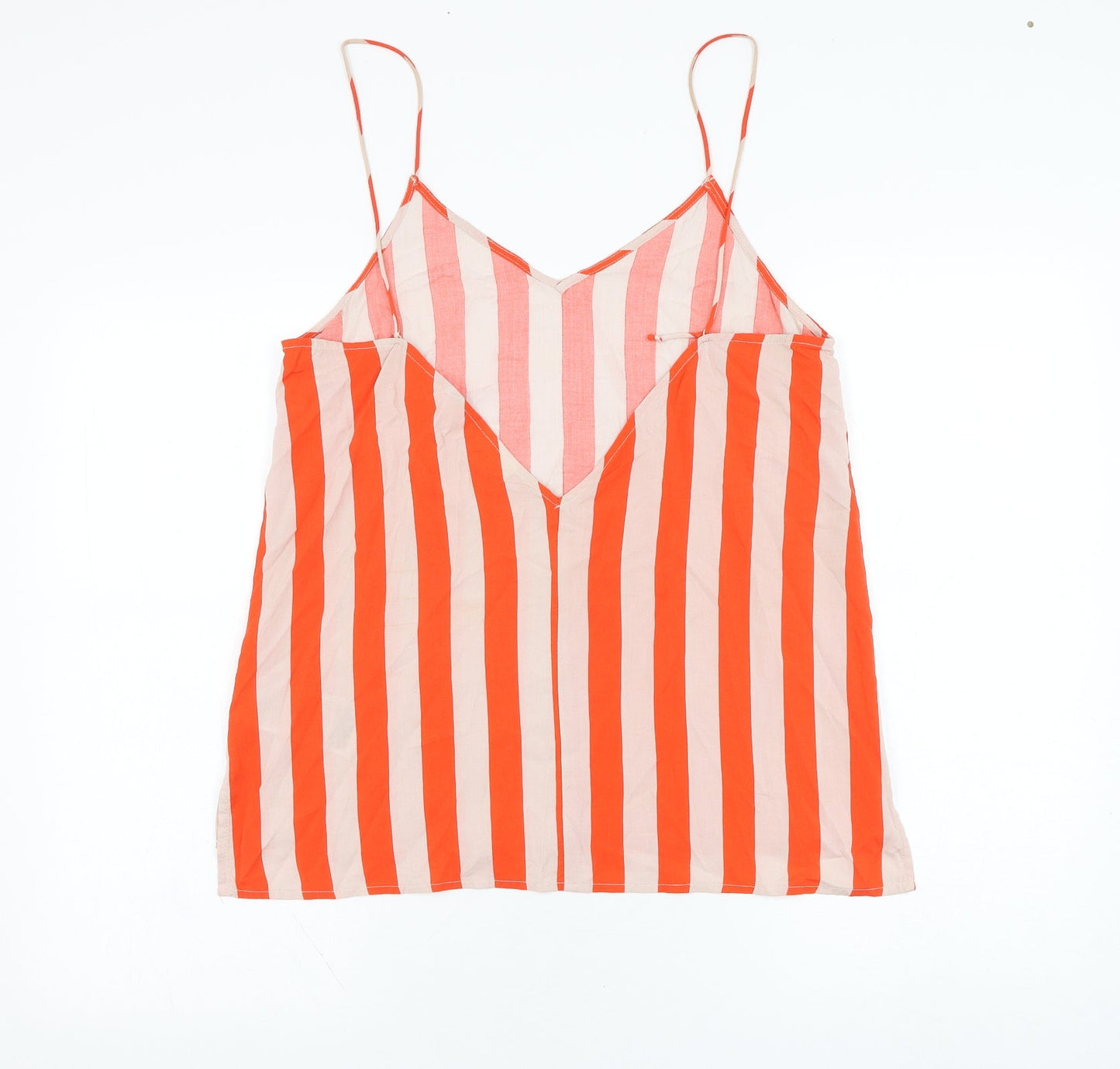 Villa Womens Red Striped Viscose Basic Tank Size 10 V-Neck