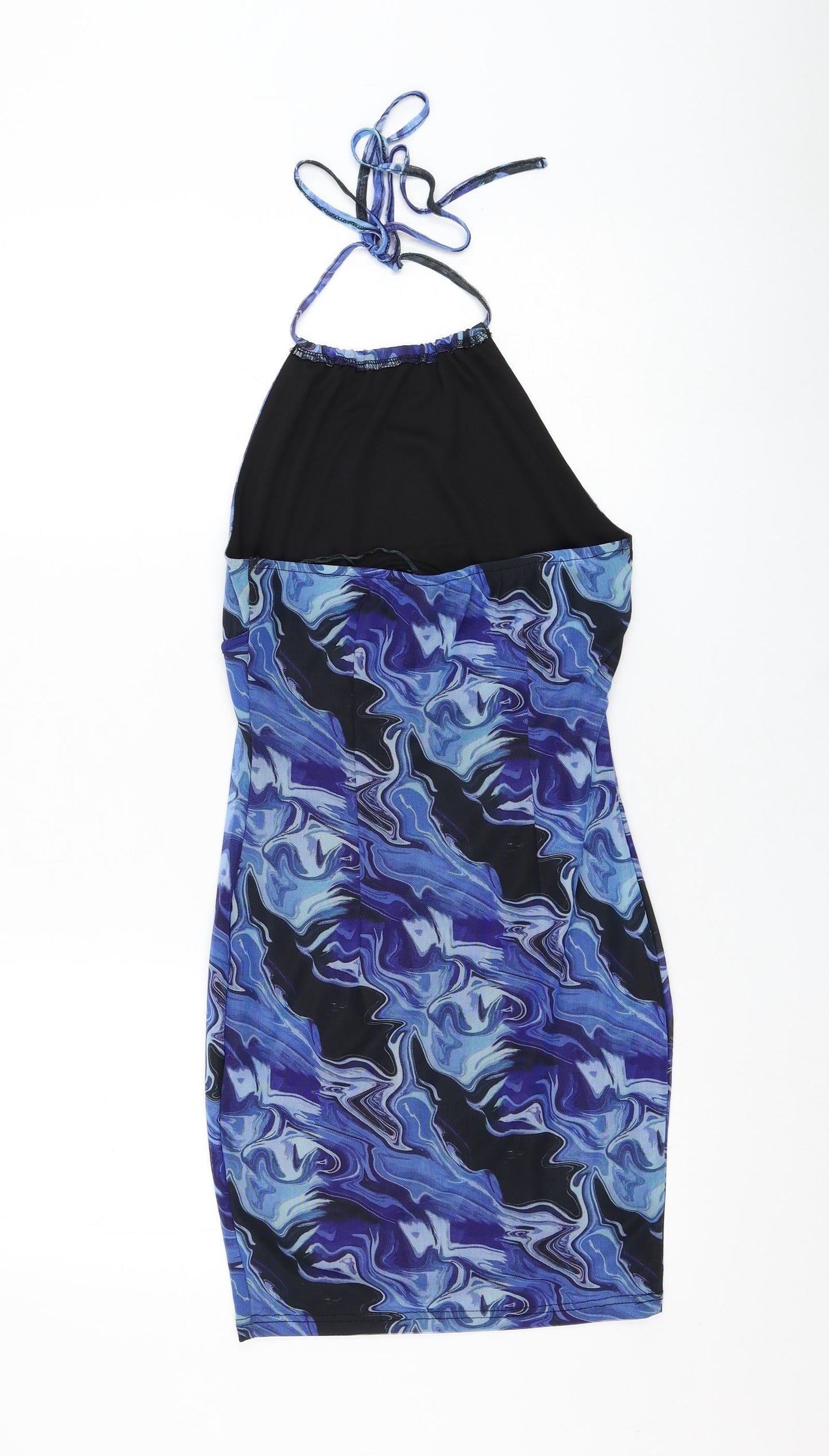 NaaNaa Womens Blue  Polyester Pencil Dress  Size 6  Halter Pullover