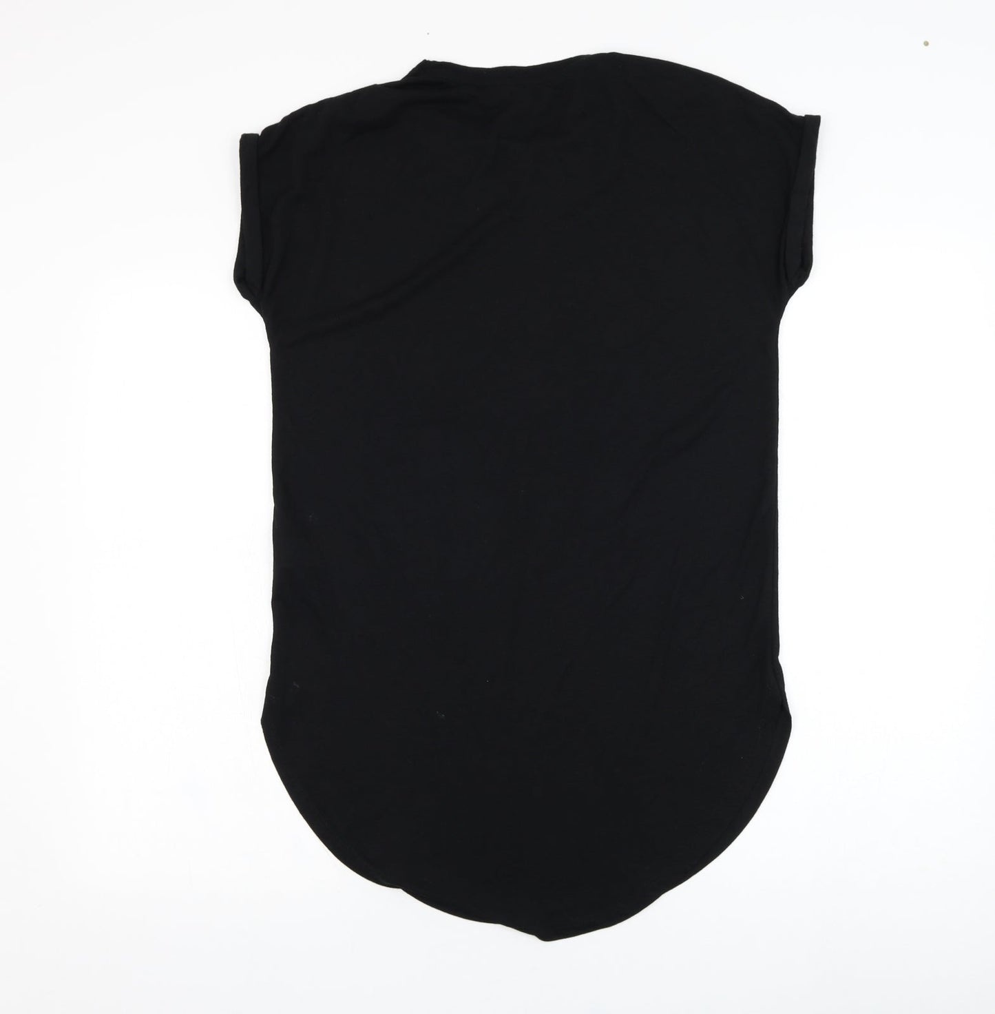 Primark Womens Black  Polyester Basic T-Shirt Size 6 Round Neck - Slogan