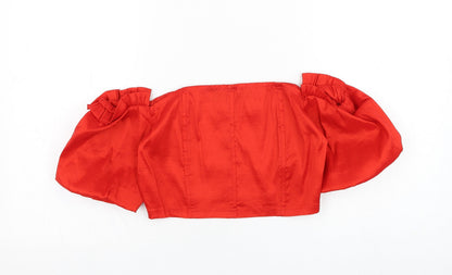 Naanaa Womens Red  Polyester Cropped Tank Size 12 Square Neck