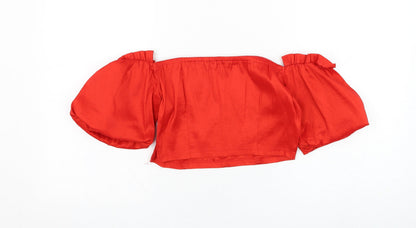 Naanaa Womens Red  Polyester Cropped Tank Size 12 Square Neck