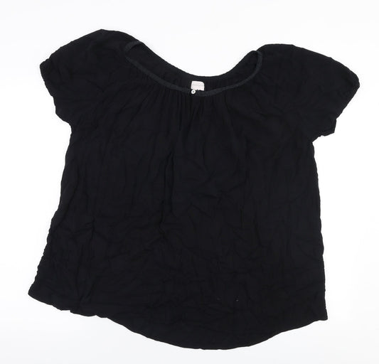 Peppercorn Womens Black  Polyester Basic Blouse Size XL Round Neck