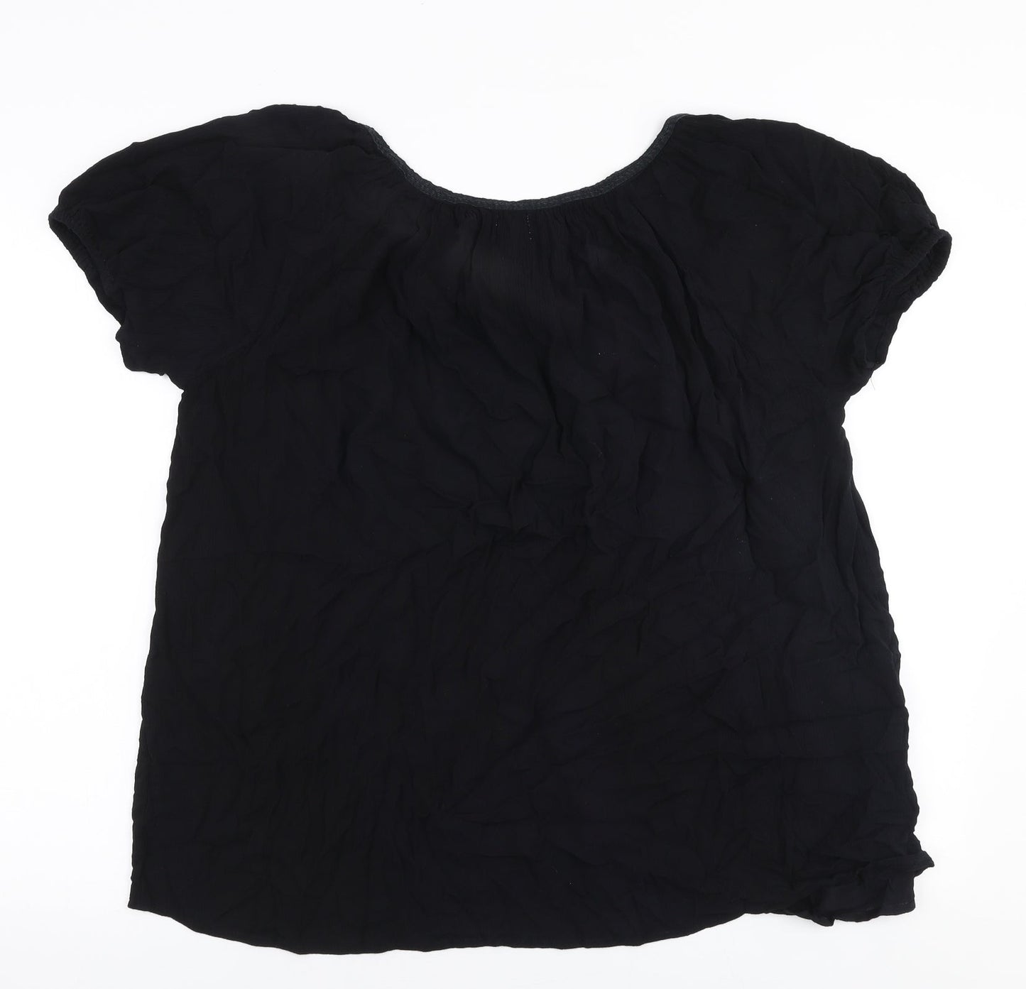 Peppercorn Womens Black  Polyester Basic Blouse Size XL Round Neck
