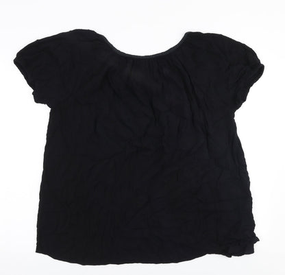 Peppercorn Womens Black  Polyester Basic Blouse Size XL Round Neck
