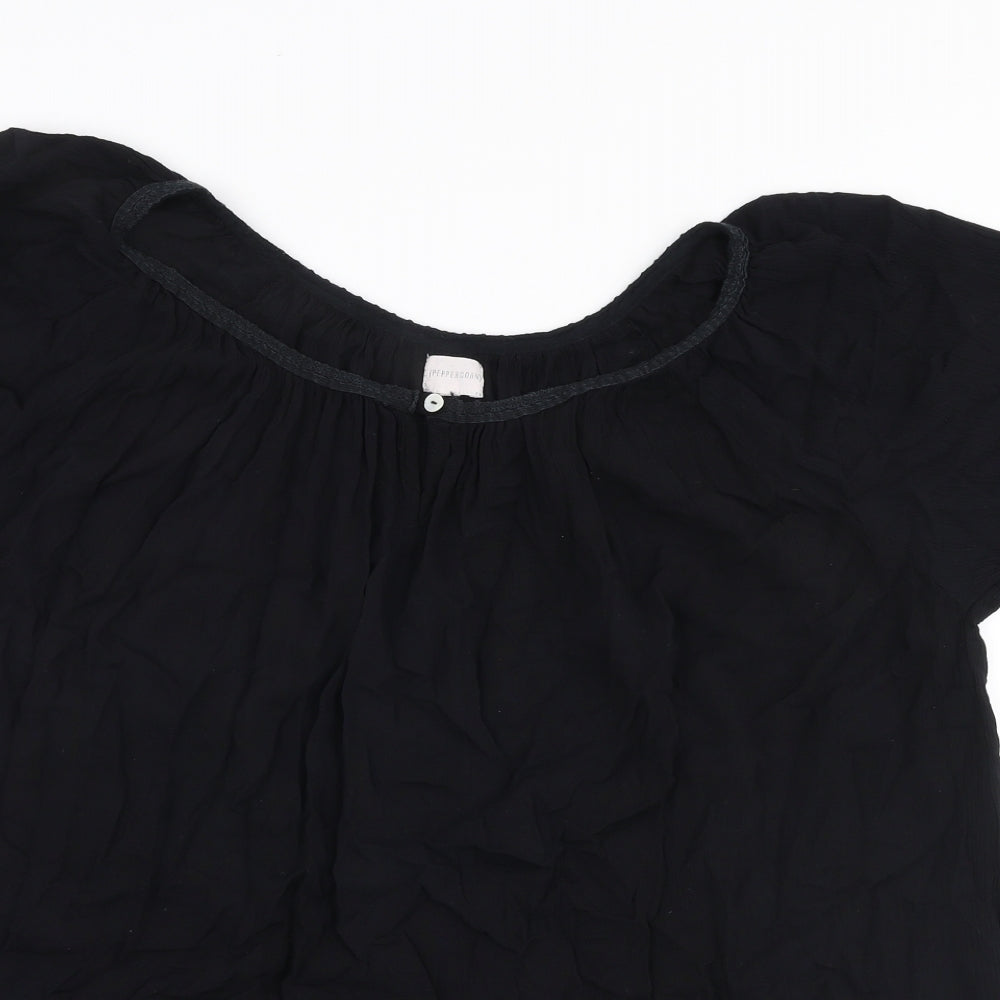 Peppercorn Womens Black  Polyester Basic Blouse Size XL Round Neck