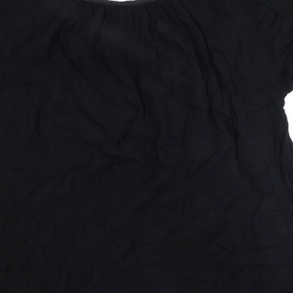 Peppercorn Womens Black  Polyester Basic Blouse Size XL Round Neck