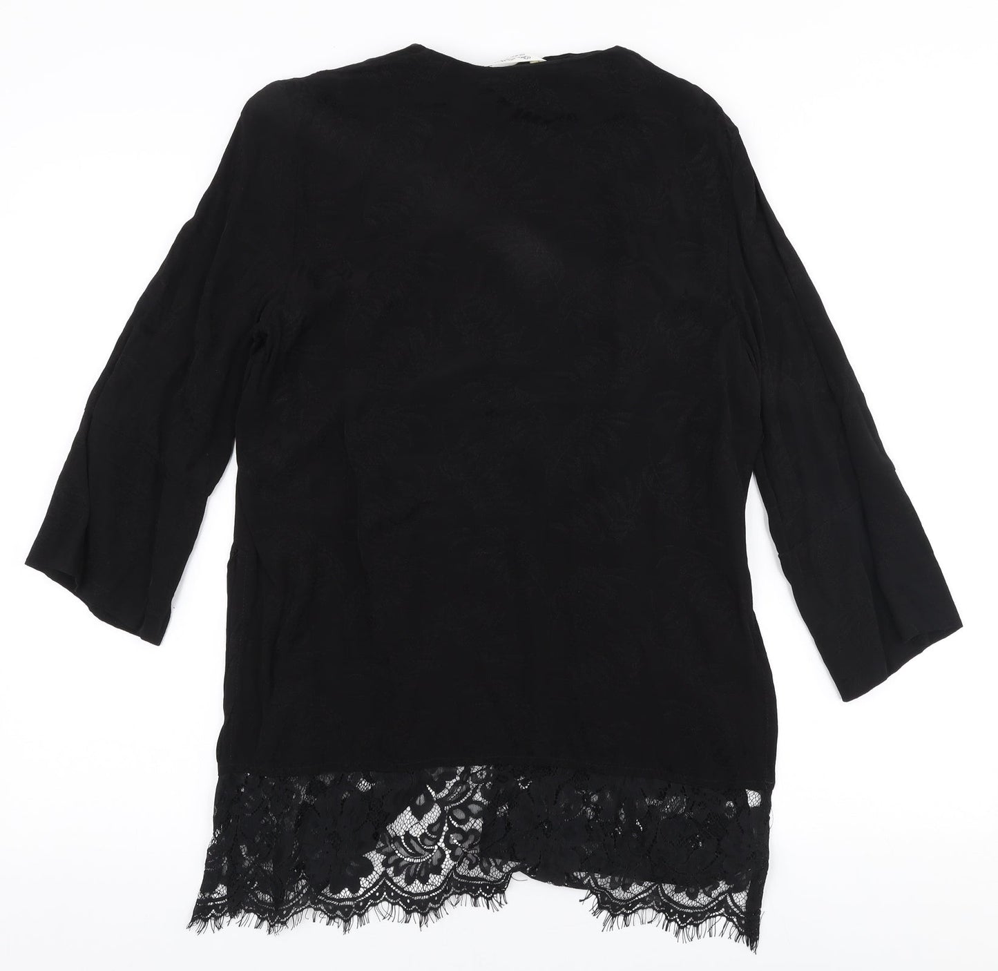 Miss Selfridge Womens Black V-Neck  Nylon Cardigan Jumper Size M