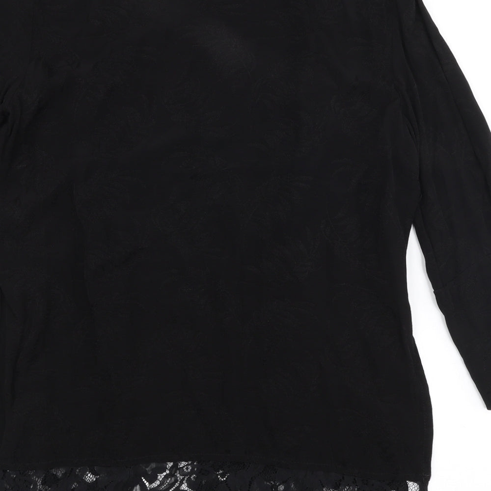 Miss Selfridge Womens Black V-Neck  Nylon Cardigan Jumper Size M