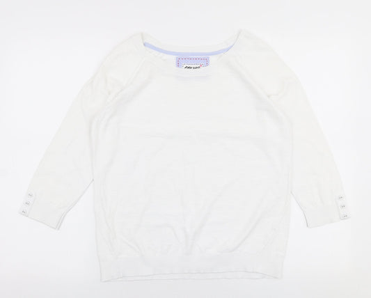 Marks and Spencer Womens White Round Neck  Polyester Pullover Jumper Size S