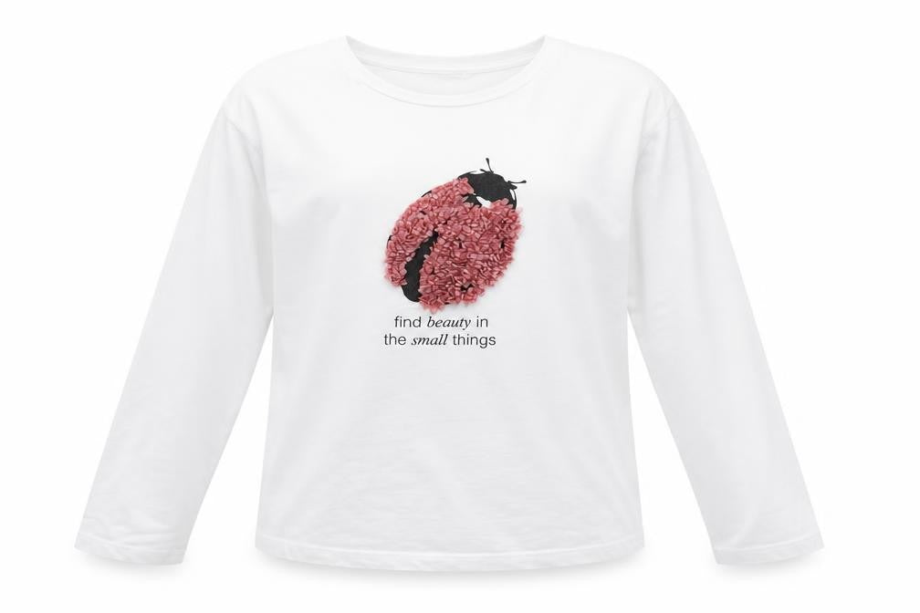 Mango Girls White  Polyester Jersey T-Shirt Size 10 Years Round Neck Pullover - Lady bird