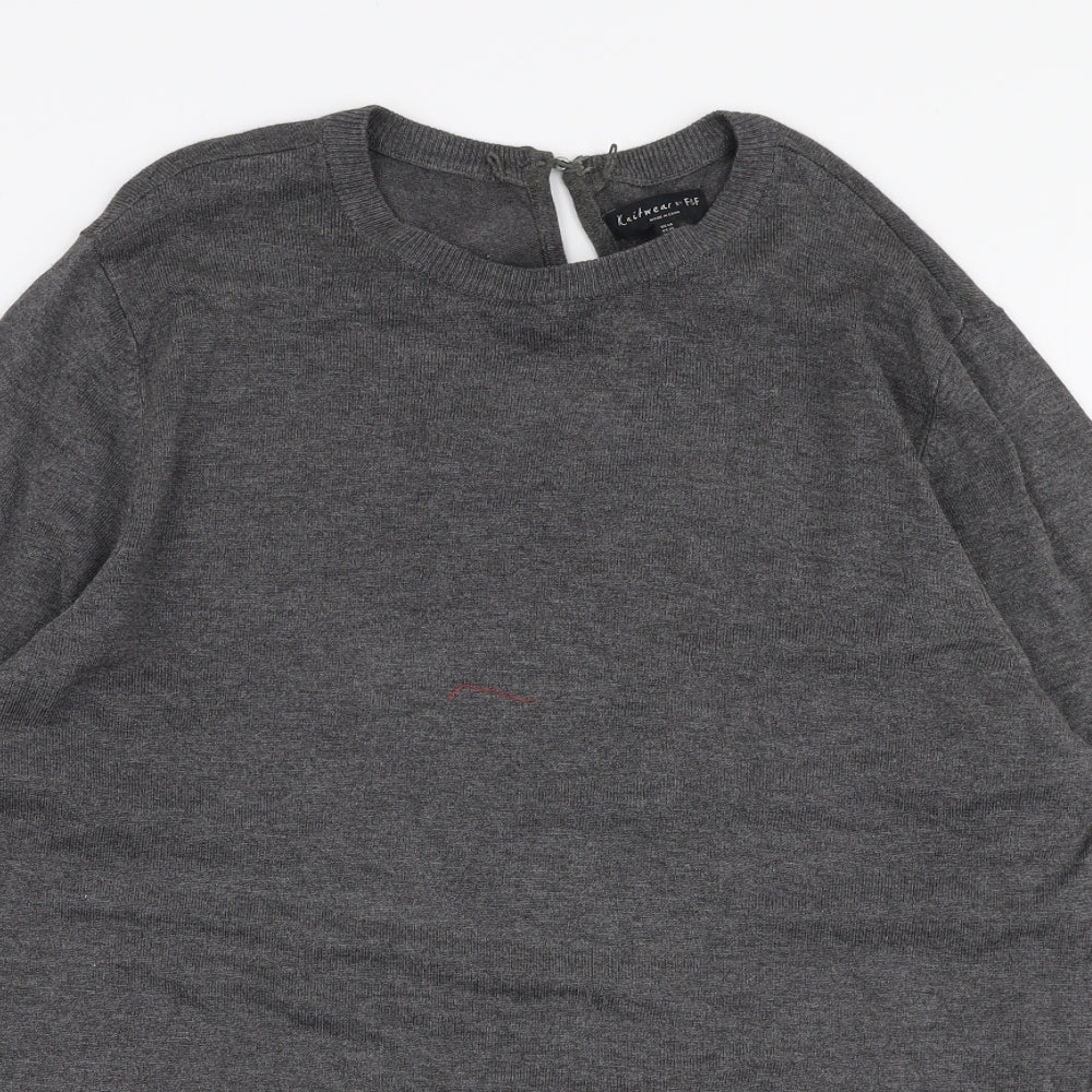 F&F Womens Grey Round Neck  Polyester Pullover Jumper Size 14