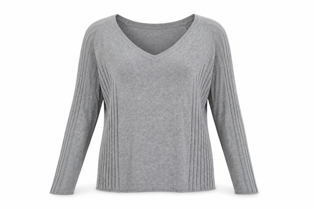 MNG Womens Grey V-Neck  Polyester Pullover Jumper Size XL