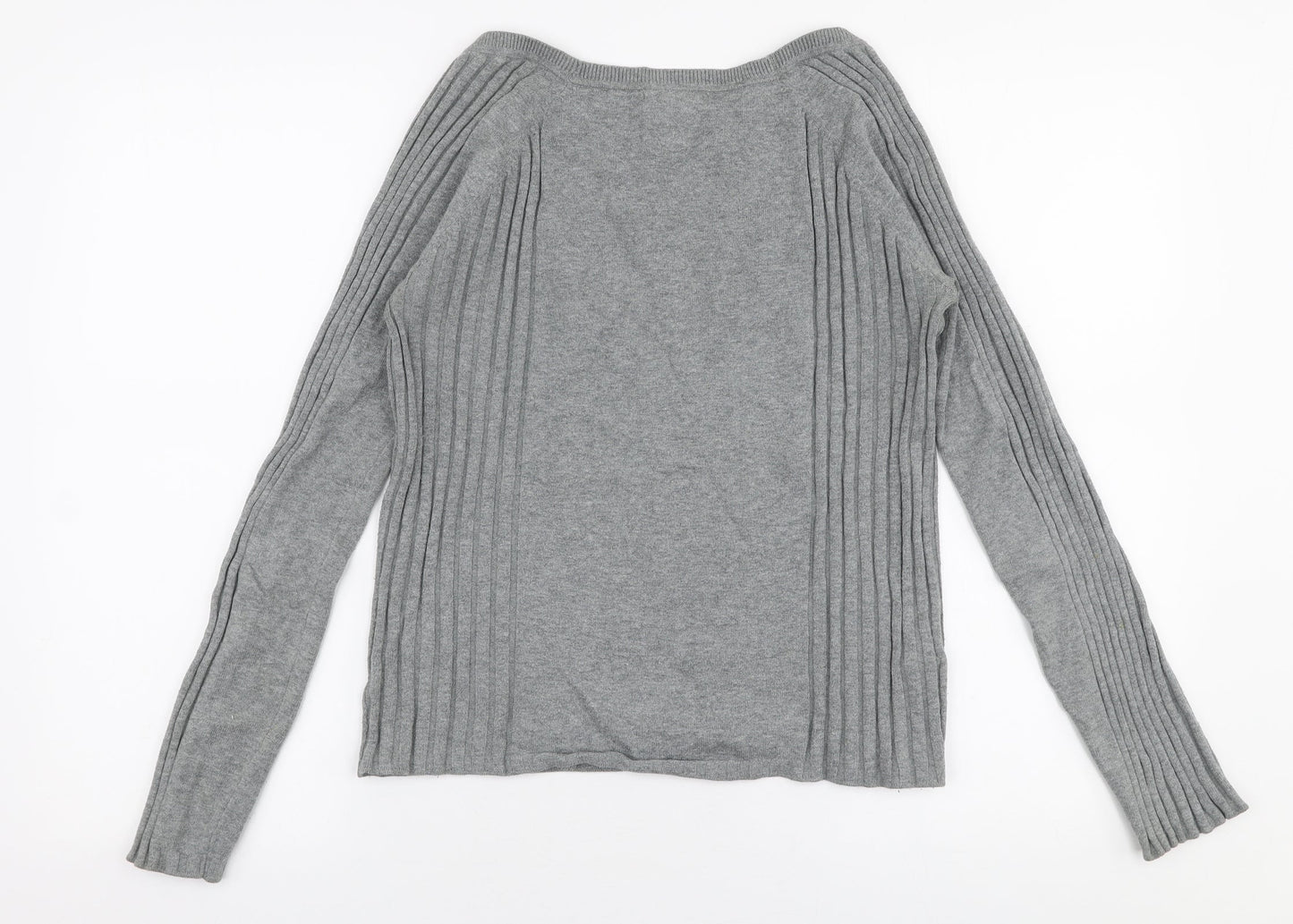 MNG Womens Grey V-Neck  Polyester Pullover Jumper Size XL