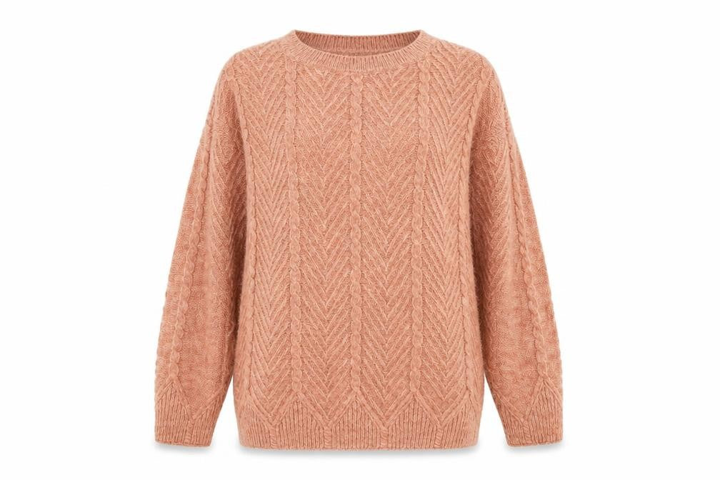 George Womens Brown Round Neck  Acrylic Pullover Jumper Size S