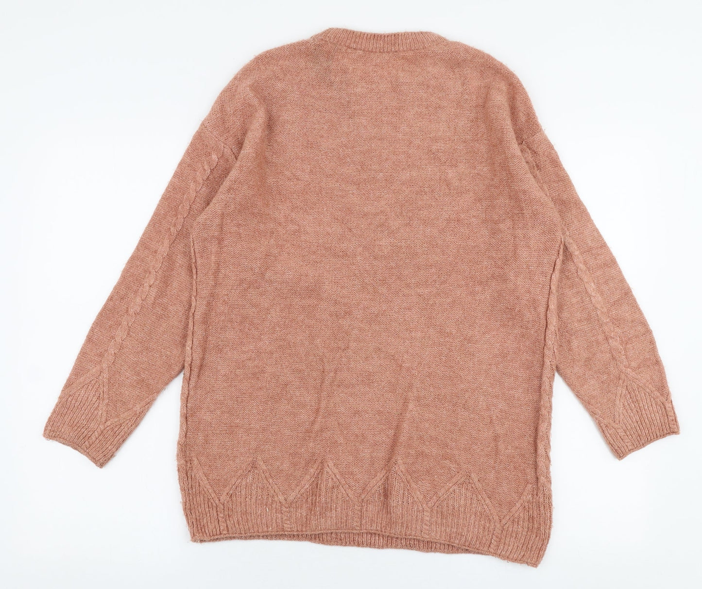 George Womens Brown Round Neck  Acrylic Pullover Jumper Size S