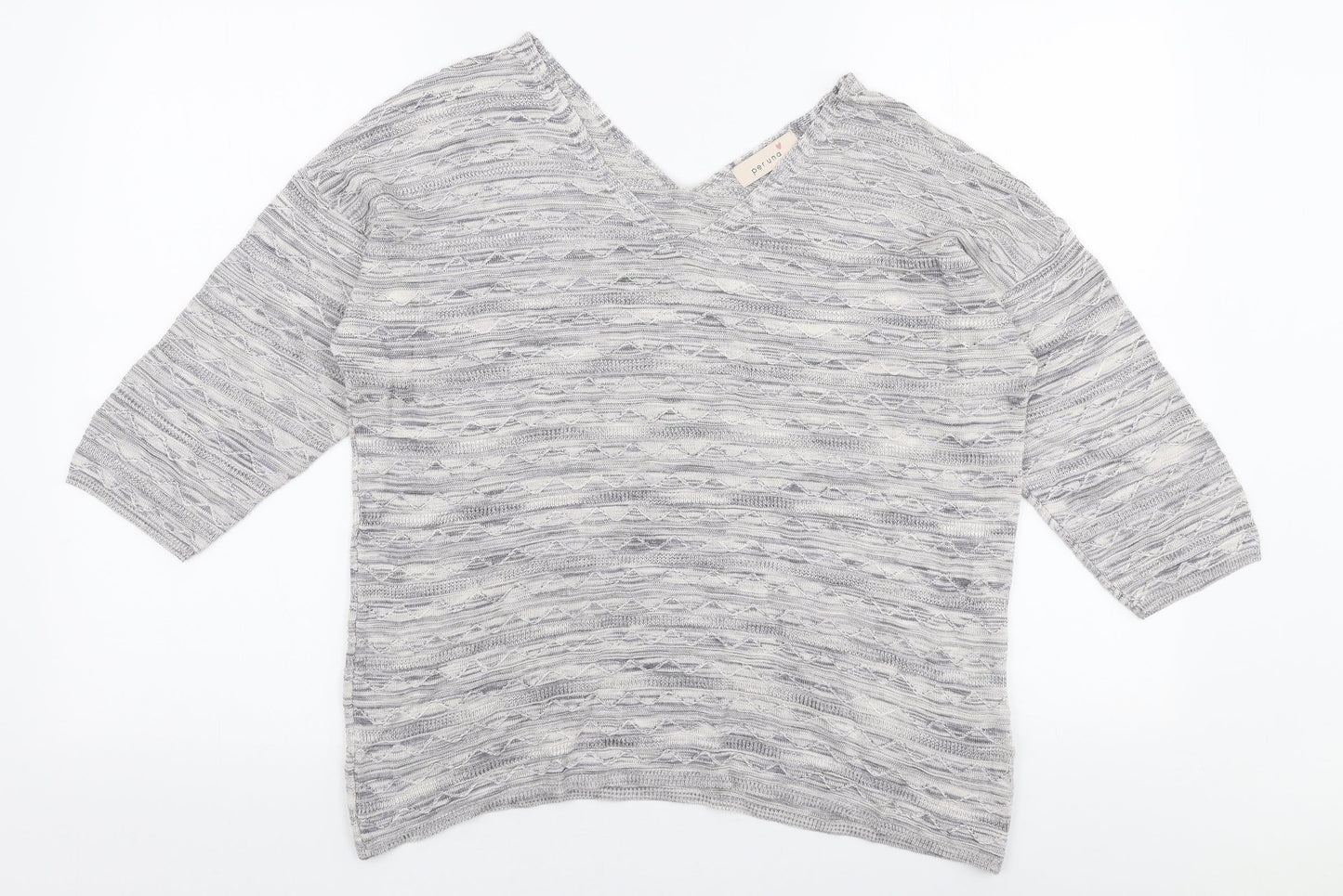 Marks and Spencer Womens Grey V-Neck  Viscose Pullover Jumper Size 14