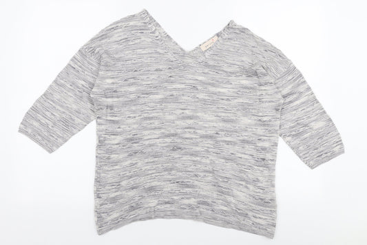 Marks and Spencer Womens Grey V-Neck  Viscose Pullover Jumper Size 14
