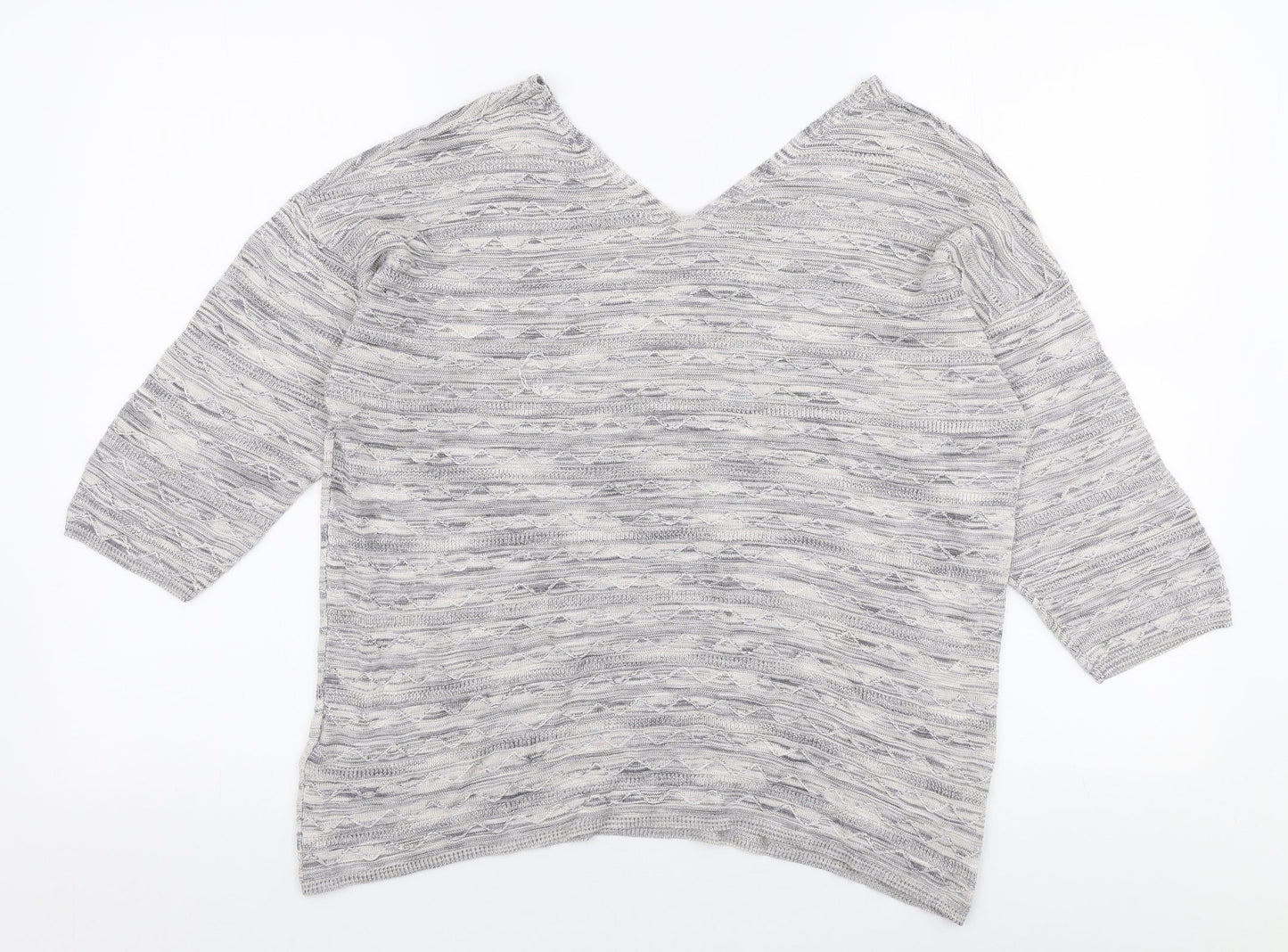 Marks and Spencer Womens Grey V-Neck  Viscose Pullover Jumper Size 14
