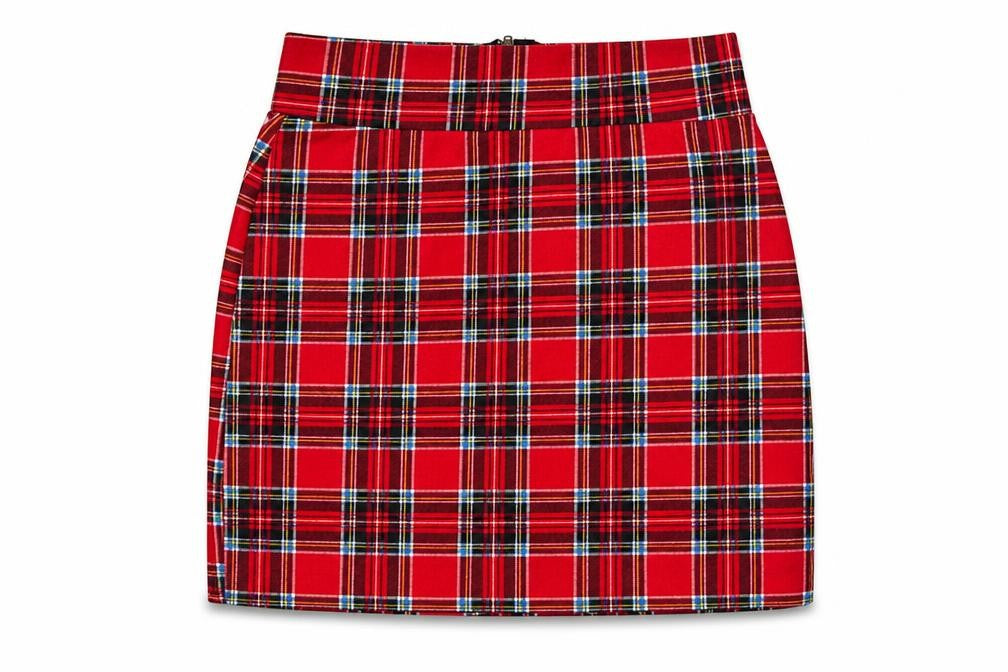 International Womens Red Check Polyester A-Line Skirt Size 6