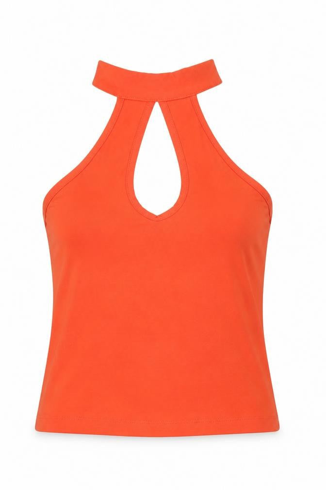 Miss Selfridge Womens Orange  Polyester Basic T-Shirt Size 6 Halter