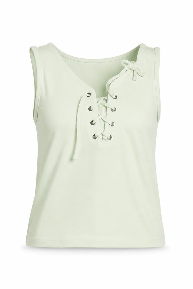 Topshop Womens Green  Polyester Basic Tank Size 6 V-Neck