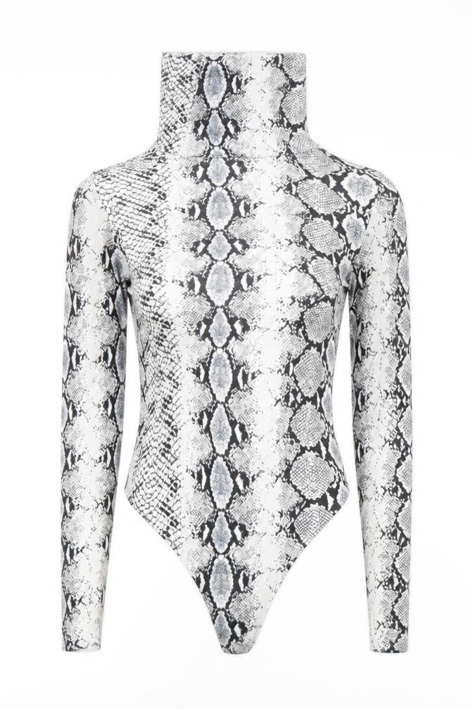 PRETTYLITTLETHING Womens Grey Animal Print Viscose Basic Blouse Size 4 Halter