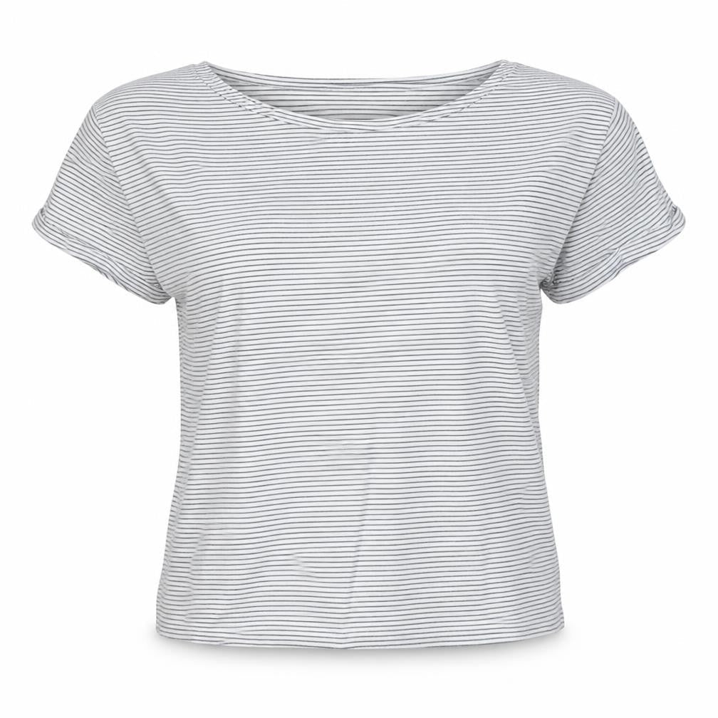 Topshop Womens Blue Striped Polyester Basic T-Shirt Size 8 Roll Neck