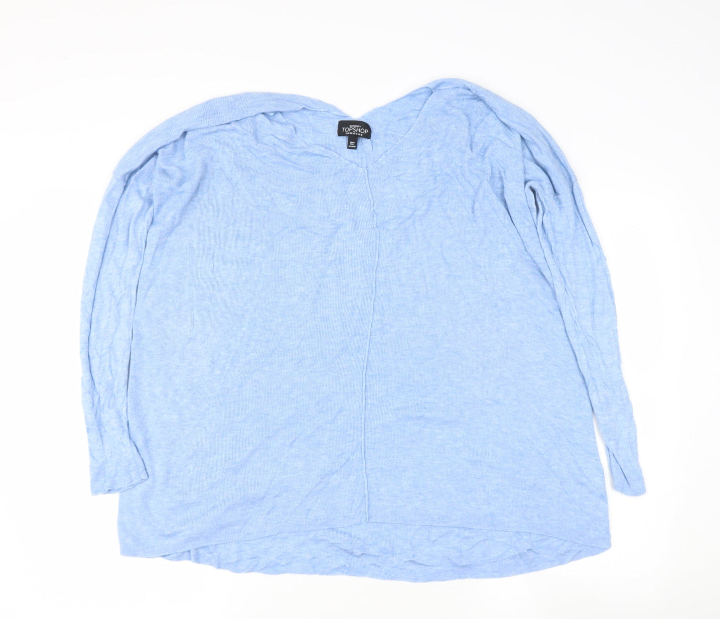 Topshop Womens Blue V-Neck  Viscose Pullover Jumper Size 8