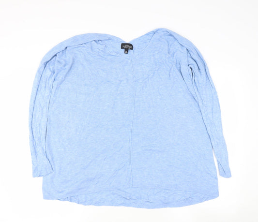 Topshop Womens Blue V-Neck  Viscose Pullover Jumper Size 8