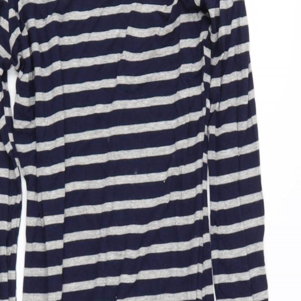 Topshop Womens Blue Striped Polyester Bodycon  Size 8  Round Neck