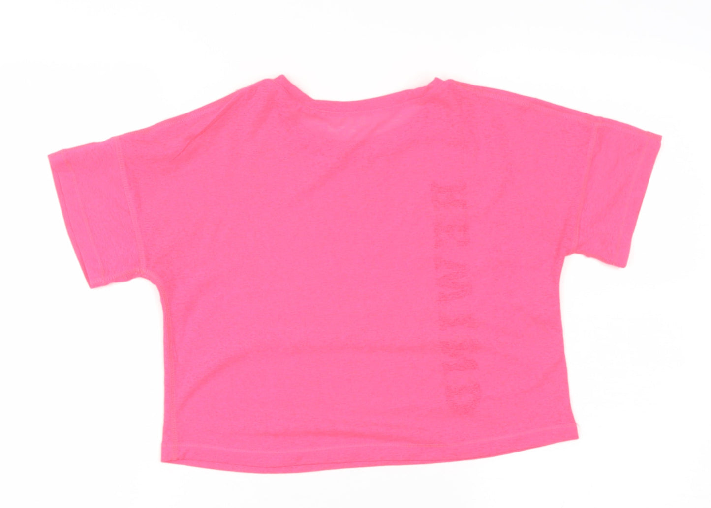 Preworn Womens Pink  Polyester Blend Basic T-Shirt Size 8 Roll Neck - REWIND