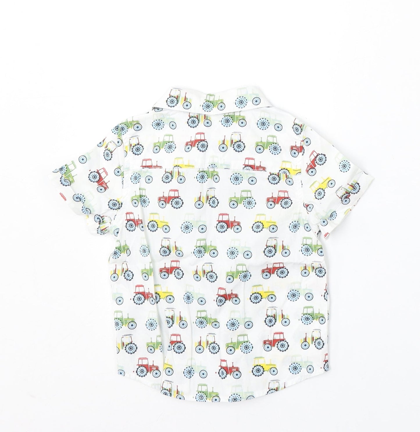 M&Co Boys White Geometric Cotton Basic Button-Up Size 9-12 Months Collared
