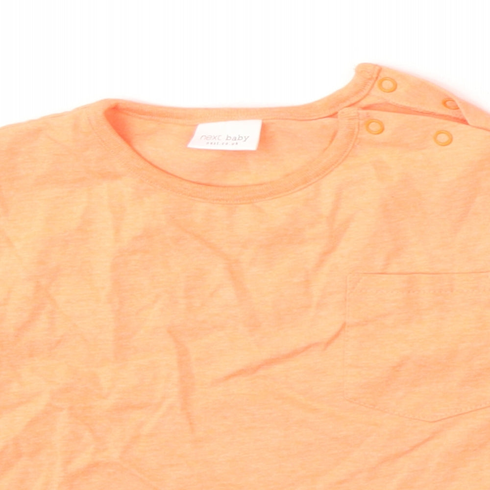 NEXT Girls Orange  Cotton Basic T-Shirt Size 6-9 Months Round Neck