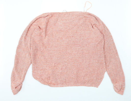 Marks and Spencer Womens Red Round Neck  Cotton Pullover Jumper Size S