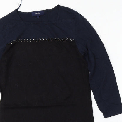 Next Womens Blue Round Neck  Cotton Pullover Jumper Size 12