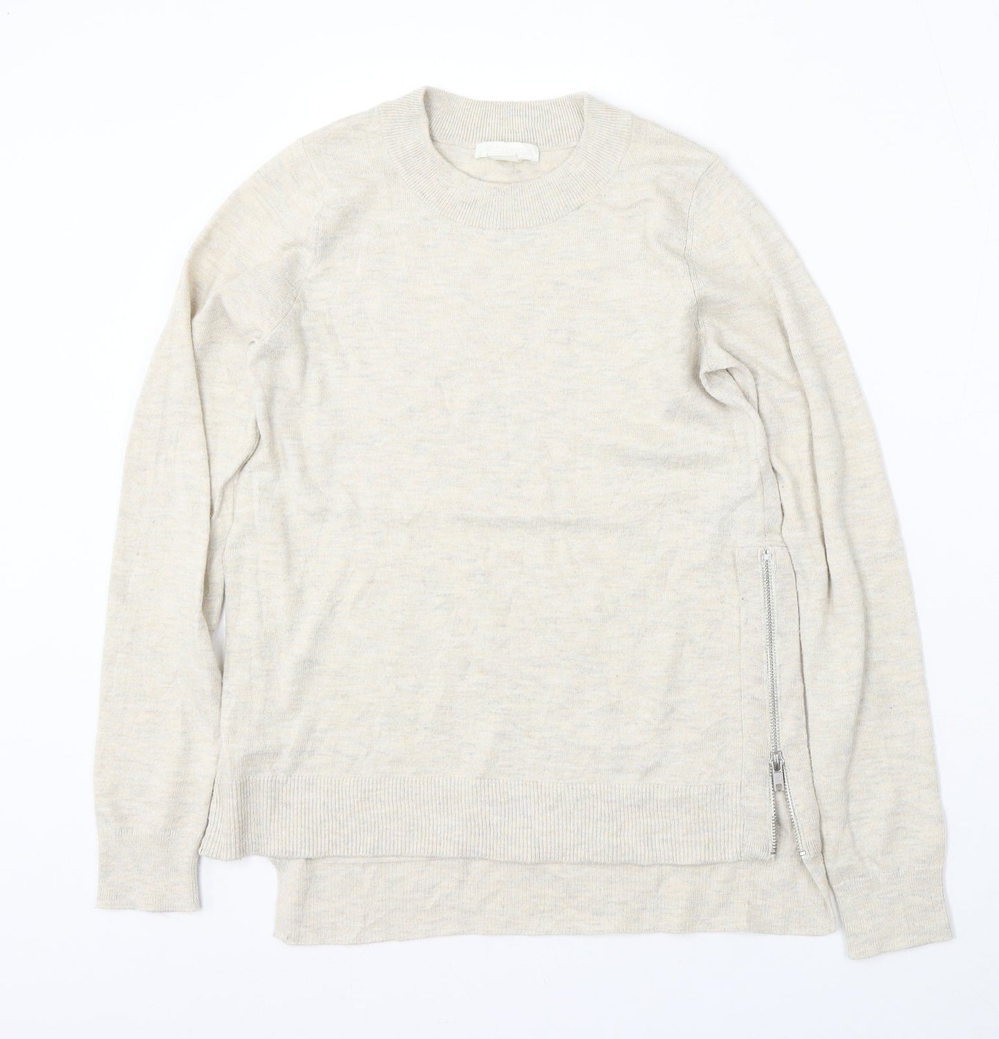 H&M Womens Beige Round Neck  Polyester Pullover Jumper Size XS