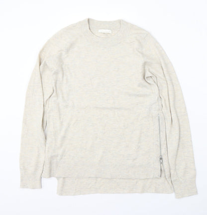 H&M Womens Beige Round Neck  Polyester Pullover Jumper Size XS