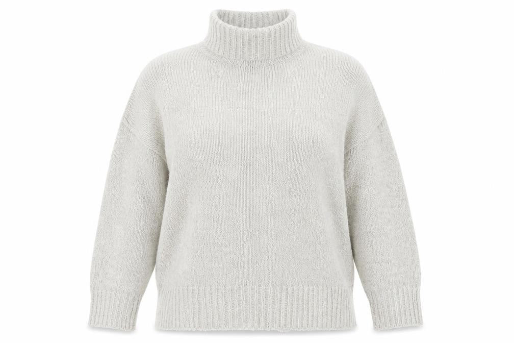 New Look Womens Beige Mock Neck  Acrylic Pullover Jumper Size M