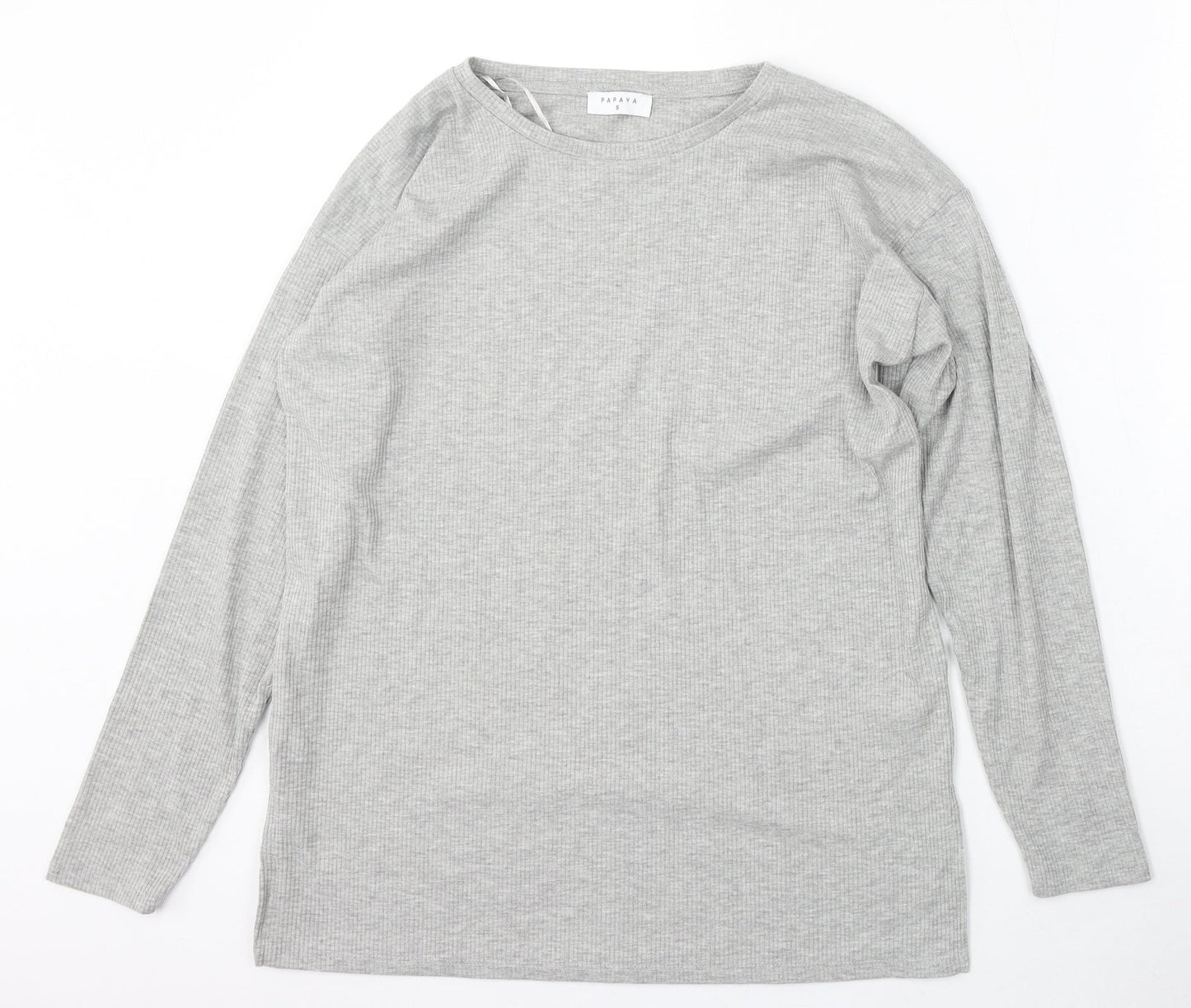 Papaya Womens Grey Round Neck  Polyester Pullover Jumper Size S
