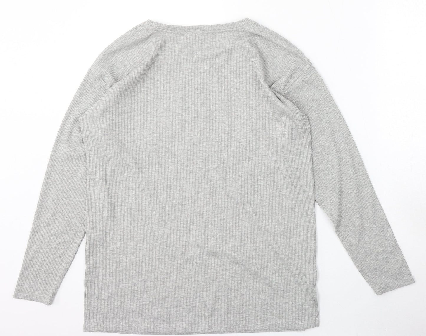 Papaya Womens Grey Round Neck  Polyester Pullover Jumper Size S